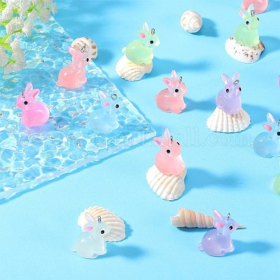 70шт 7 цвета светящиеся прозрачные подвески из смолы RESI-SZ0003-35-1