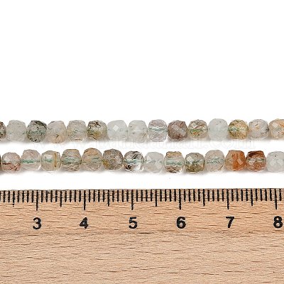 Нити бусин из натурального зеленого рутилированного кварца G-RM2025-C38-C-1