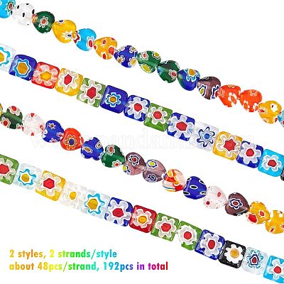 4 нитка 2 нитки стеклянных бусин миллефиори ручной работы LK-OC0001-08-1