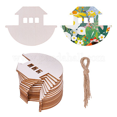 Лодка незаконченные пустые деревянные подвески набор для живописи FIND-WH0152-946-1