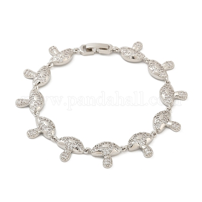 Браслеты из грибовидной латуни с микропаве из прозрачных кубических цирконий для женщин BJEW-Z126-04P-1