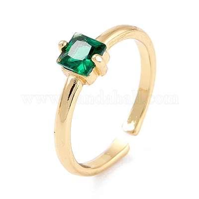 Латунные микро проложить манжеты кольца кубического циркония RJEW-M138-14G-1