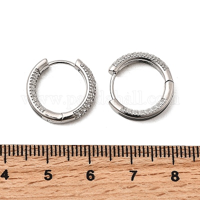 Латунные серьги-кольца из прозрачного кубического циркония EJEW-K276-11P-01-1