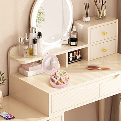 Круглая коробка для хранения комплектов ювелирных изделий из искусственной кожи и пластика CON-TAC0014-06B-1