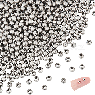 500 шт. круглые бусины из нержавеющей стали 304 с швом STAS-UN0063-61C-P-1