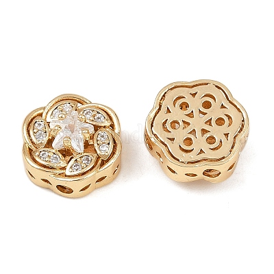 Латунные микро проложить кубического циркония бусы KK-F906-03G-1