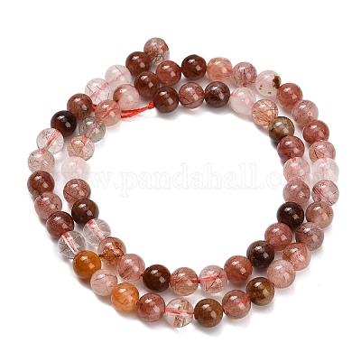 Натуральный красный Rutilated кварцевые нити бисера G-G300-A02-6mm-1