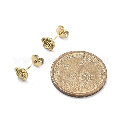 Серьги-гвоздики из нержавеющей стали 304 с ионным покрытием (IP) EJEW-P300-01G-1