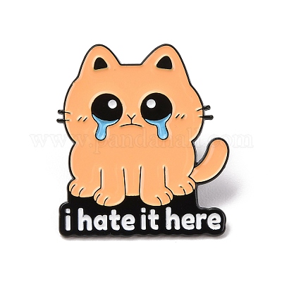 Ich hasse es hier weinende Katzen-Emaille-Pins&nbsp;JEWB-B047-01D-1