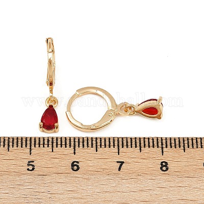 Серьги-кольца в форме слезы с микропаве из кубического циркония из латуни EJEW-K309-18G-03-1