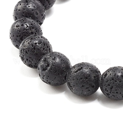 Natural Volcanic Lava Stone Beads Round 24 Color Lava Rock Black