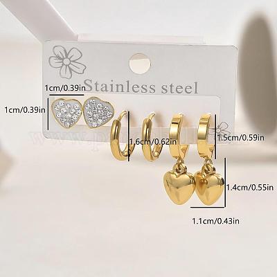 3 пара модных сережек в форме сердца из нержавеющей стали JH6323-2-1