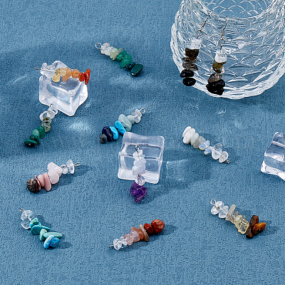 40 шт. 10 стиля градиентных цветных подвесок из смешанных драгоценных камней PALLOY-FH00064-1