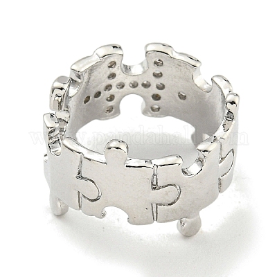 Открытые кольца-манжеты из латуни с микро-паве и кубическим цирконием для женщин RJEW-I103-005P-1