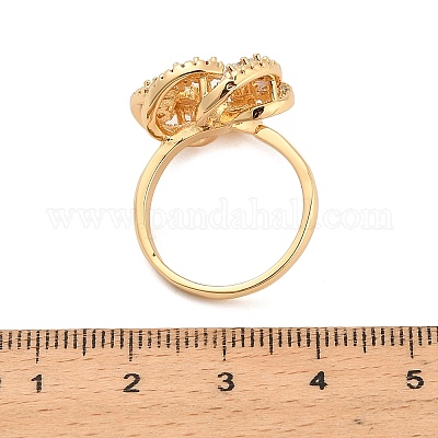 Оправа для колец с цветочным узором из латуни с микропаве из кубических цирконий KK-NH0009-05G-1