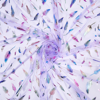 Нейлоновая ткань с рисунком перьев DIY-WH20066-004A-1