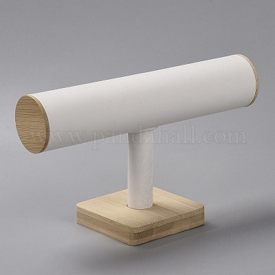 Подставки для браслетов Т-образной формы из искусственной кожи с деревянным основанием AJEW-WH0471-148B-1