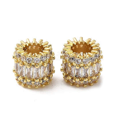 Реечное покрытие латунь микро паве кубический цирконий европейские бусины KK-K377-10G-1