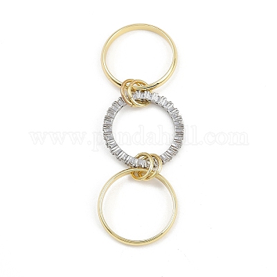 Латунные микро проложить пальцев кольца кубического циркония RJEW-D325-01PG-08-1