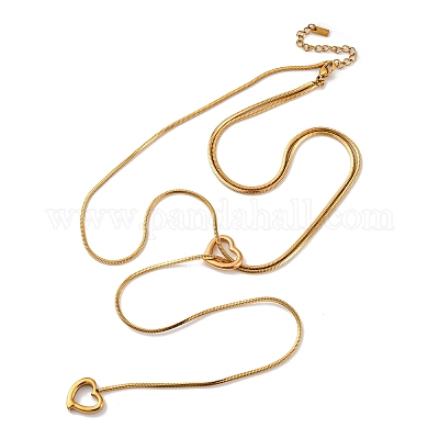 304 нержавеющая сталь кулон сердце и ожерелья с подвеской NJEW-U026-05G-1