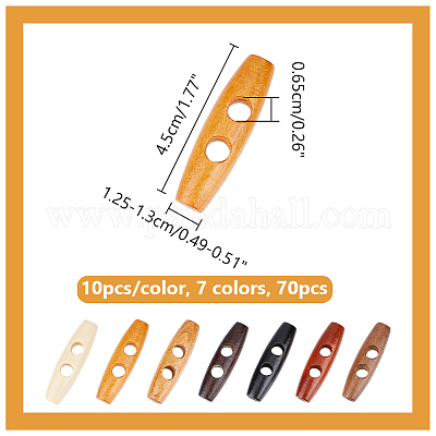 70 шт. 7-х цветные пуговицы из натурального дерева FIND-NB0005-03C-1