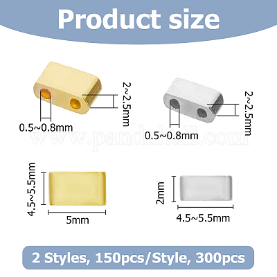 300 шт. 2 стиля 2-х дырочные стеклянные бусины металлического цвета SEED-HS0001-06A-1