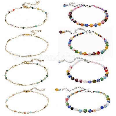 Браслеты ручной работы из стеклянных бусин AJEW-SZ0001-81-1