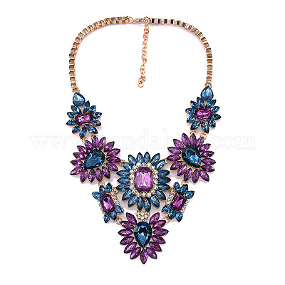 Ожерелья из сплава и стекла с цветком для женщин FS-WG917A1-01-1