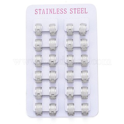 Устойчивые к потускнению текстурированные серьги-кольца Huggie Hoop из нержавеющей стали 304 EJEW-L252-017P-1