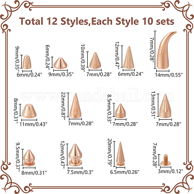 120 шт. набор заклепок из сплава 12 стилей FIND-WR0011-56G-1