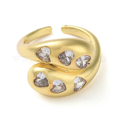 Экологически чистое латунное кольцо с микро-паве и прозрачным кубическим цирконием RJEW-A025-04G-01-1