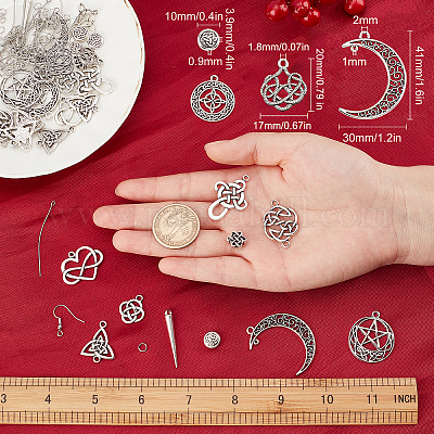 SUNNYCLUE 1 Box DIY Make 10 Pairs Star Moon Earrings Making Kit Enamel Flat  Round Heart Charms Linking Rings Earring Findings for Women DIY Earring