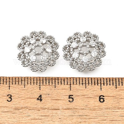 Колпачки для бусин из прозрачного кубического циркония с микропаве из латуни KK-V008-33P-1