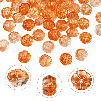 100 шт. прозрачные стеклянные бусины с осенней тематикой GLAA-SP0001-53-1
