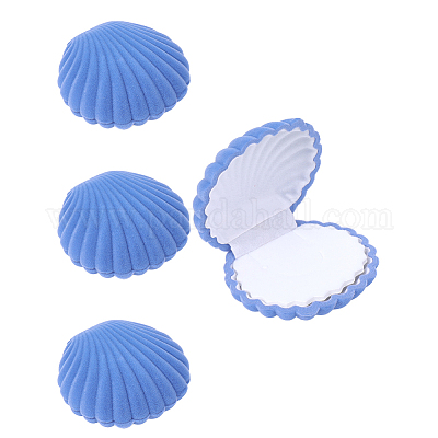 4 шт. бархатные шкатулки для хранения украшений в форме ракушки VBOX-DJ0001-02D-1