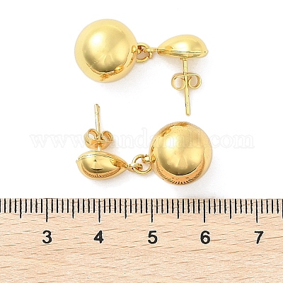 Круглые серьги-гвоздики из нержавеющей стали 304 EJEW-A125-47G-1