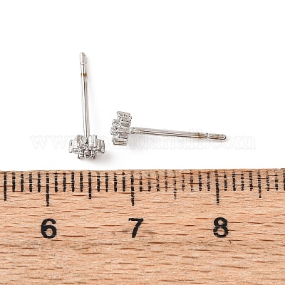 Серьги-гвоздики в форме снежинки с микропаве из прозрачных кубических цирконий из латуни EJEW-L278-01P-1