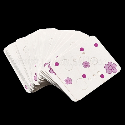 50 шт. прямоугольные бумажные карточки с цветочным принтом и серьгами X1-CDIS-M008-01C-1