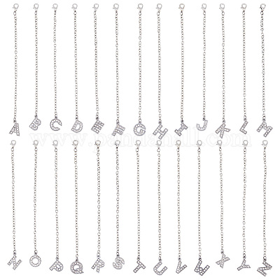 Буква a ~ z сплав микро паве кубический цирконий ручка чашки подвесные украшения HJEW-AB00409-1