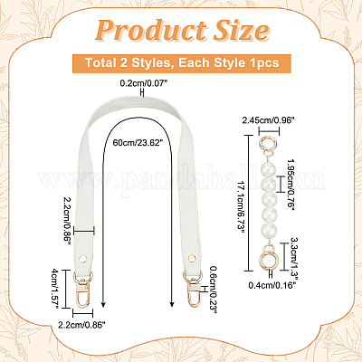 2 шт. 2 комплекта ремней для сумок из искусственной кожи и круглого АБС-пластика с имитацией жемчуга FIND-WR0009-23B-1