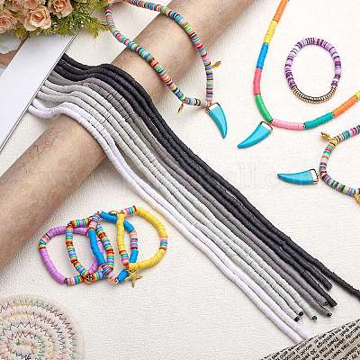 10 нить 4 цвета плоские круглые бусины ручной работы из полимерной глины CLAY-SZ0001-99-1