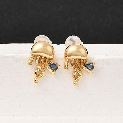 Латунь серьги EJEW-C158-11A-G-1