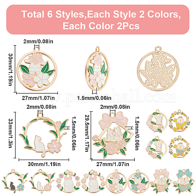 24шт 12 стиля подвески из сплава с эмалью ENAM-SC0005-37-1