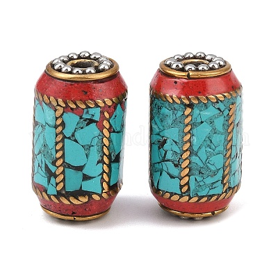 Ручной тибетском стиле бисера KK-K410-02AG-1