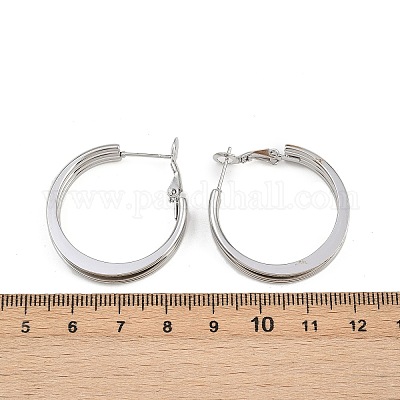 Серьги-кольца из нержавеющей стали 202 с тройным креплением EJEW-XCP0001-17-1