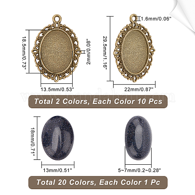 Набор для самостоятельного изготовления овальных подвесок из камня DIY-CA0003-63-1