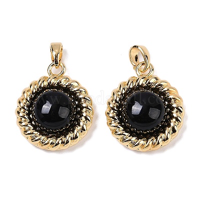 Латунные подвески со стеклом и имитацией агата KK-Q030-26G-1