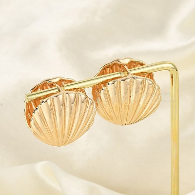 Латунь обруч серьги для женщин EJEW-U041-07G-1