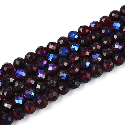 Нити из натуральных гранатовых бусин с покрытием цвета AB G-T144-B07-01-1