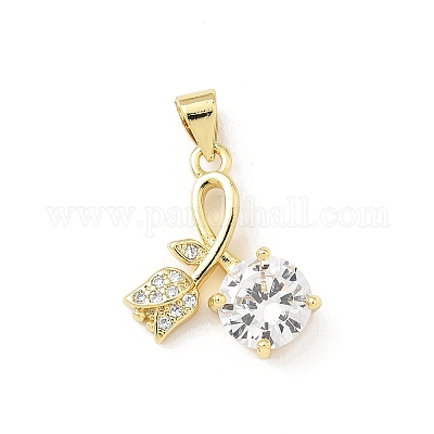 Латунные микропаве прозрачные подвески с фианитом KK-B141-26G-1